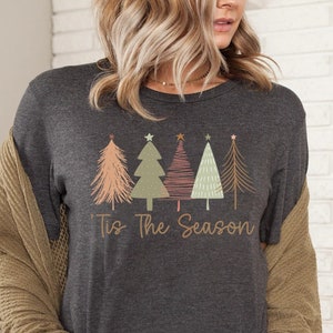 Merry and Bright Trees, Women's Christmas Shirt, Womans Holiday Shirt,Christmas Gift,Chic Winter Shirt,Cute Holiday Tee,Christmas Tree Shirt