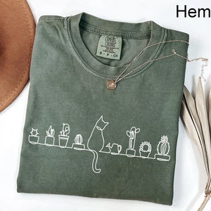 Comfort Colors® Cats and Plants Shirt, Plant lady, Plant lover, Gardener Shirt, Shirts for Cat Lover, Succulent Plants Shirt, Cat Lover Gift