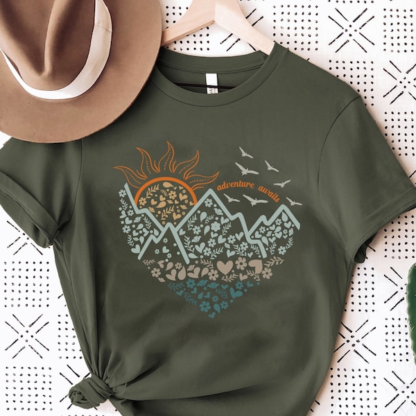 Adventure Awaits T-shirt, Nature Camp Lover T-shirt, The Great Outdoors Shirt, Wanderlust Explore More Tee, Adventure Shirt, Mountain TShirt