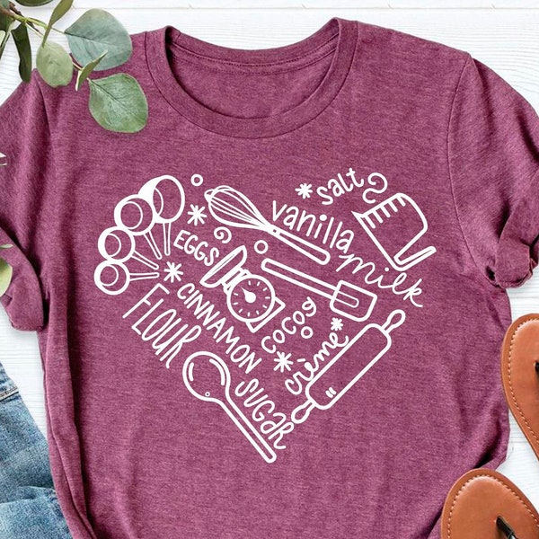 Bakery Heart Shirt, Baking Lover Shirt, Baking T-shirt, Baker Shirts, Baking Gifts, Baking Gifts for Her, Love Baking, Bakery Gifts