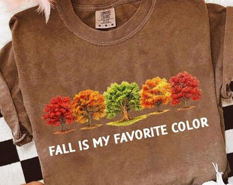 Comfort Colors® Fall Leaves Shirt, Fall Tree Shirt, Autumn Leaf T-Shirt, Womens Fall Shirt, Thanksgiving Gift, Autumn Tree Line Shirt, Fall