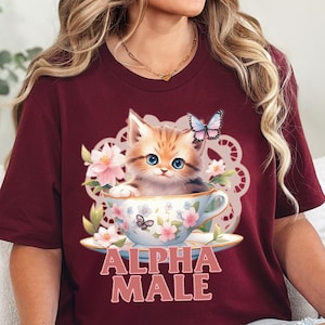 Alpha Male Funny Kitten T-shirt, Funny Cat Meme Shirt, Boyfriend Gifts, Father Gift, Mom Tee, Cat Lover, Cat Gift, Alpha Male Cat Shirt, Cat