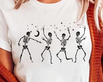 Skeleton Dancing Halloween Shirt, Halloween Party Dancing Skeleton Shirt, Skeleton Shirt, Halloween Skeleton Tee, Skeletons Happy Halloween