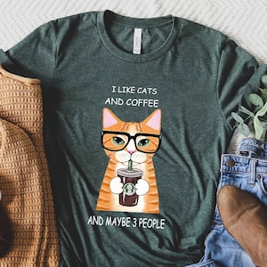 I Like Cats And Coffee Shirt, Coffee Lover Shirt, Funny Cat Shirt, Cat Mom Gift Tee, Cat Lover Shirt, Retro Coffee Shirt, Vintage Cat Shirt