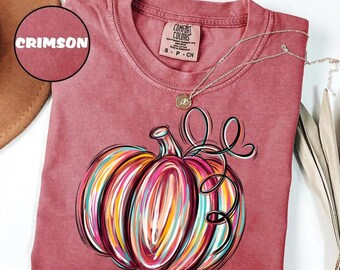 Comfort Colors® Watercolor Pumpkin T-shirt, Colorful Pumpkin Shirt, Halloween Shirt, Autumn Shirt, Cute Fall Shirt, Gift For Halloween, Fall