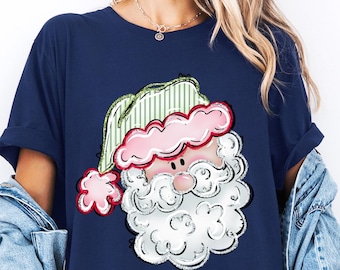 Red And Pink Santa Shirt, Christmas Santa Tshirt, Gift For Christmas, Retro Christmas Tee, Christmas Shirt For Women, Gift For Women, Santa