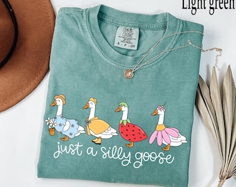 Comfort Colors® Silly Goose On The Loose Shirt, Goose T-Shirt, Silly Goose Shirts, Funny Graphic Shirt, Cute Goose Shirt, Easter Shirt,Goose