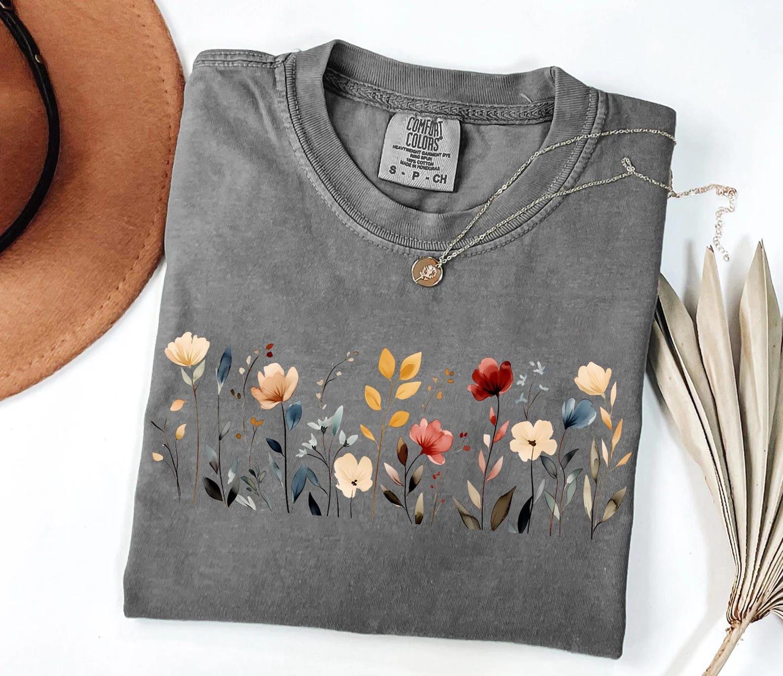 Comfort Colors® Wildflower Shirt, Floral Cottagecore Shirt, Botanical ...