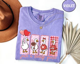 Comfort Colors® Just A Lovely Goose Shirt, Goose Valentine Day Shirt, Funny Valentine Silly Goose Tee, Animal Tee, Cute Goose Lover Gift