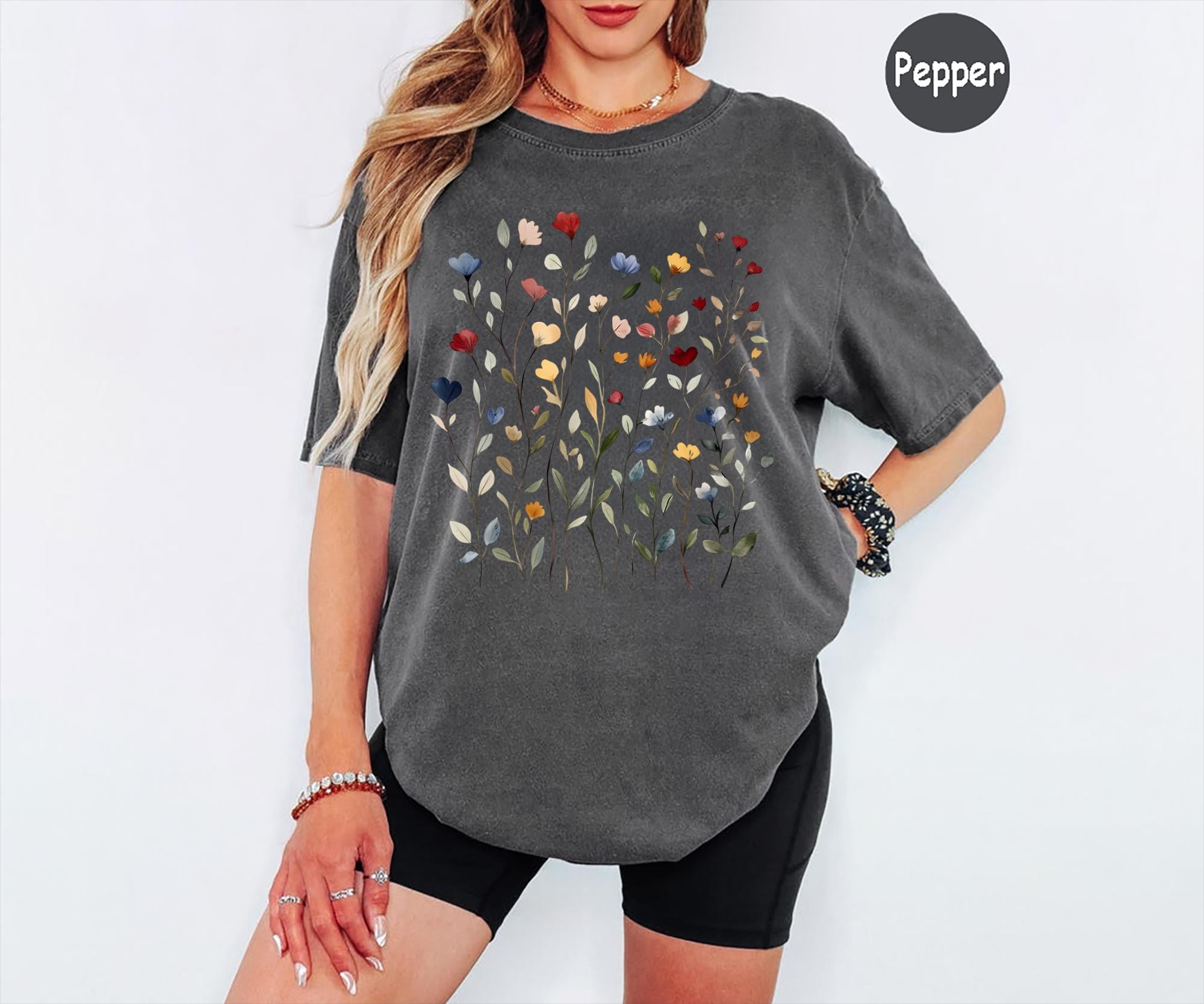 Comfort Colors® Vintage Pressed Flowers Shirt, Boho Cottagecore Tshirt ...
