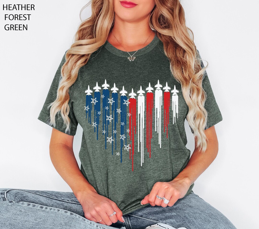 WEITUN Men's Patriotic 4th Of July T-Shirt - Air Force Flyover Graphic, Red White Blue, Cotton Blend Tee - View #6