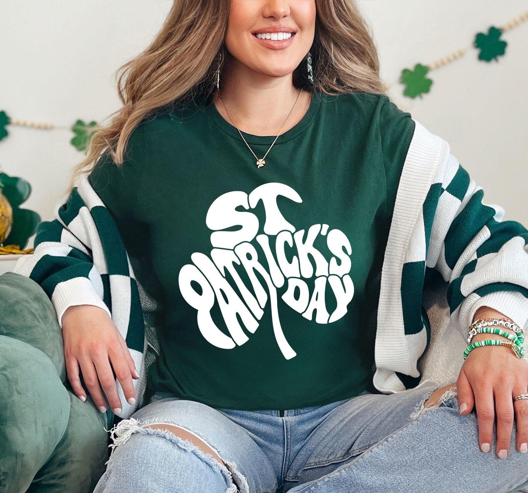 T-shirt Donna San Patrizio Con Trifoglio Fortunato – Manica Corta, Tessuto Morbido, Leggera, Stampa Divertente, Regalo Per Lei