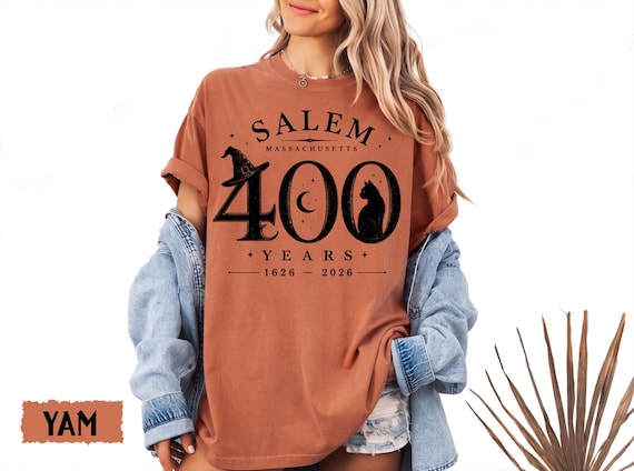 Comfort Colors® Salem 400 Years Shirt, Salem Massachusetts Tee, Witch City Cat T-shirt, Halloween 2026 Gift