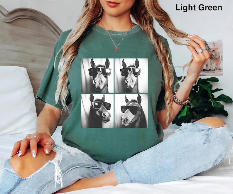 Comfort Colors® Funny Horse Shirt,Horse with Sunglasses,Horse Tee,Horses Photo Tee,Horse Silhouette Shirt, Equestrian Tees,Horse Owner Shirt image 3