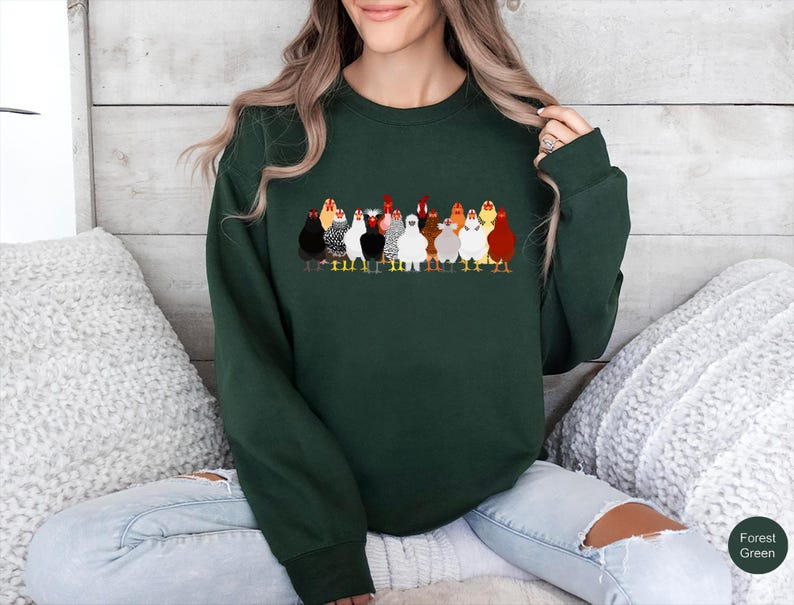 Chicken Sweatshirt, Mothers Day Chicken Sweatshirt, Women Chicken Sweatshirt, Love Chickens, Animal Sweatshirt, Funny Farmer Farm Hoodie image 5