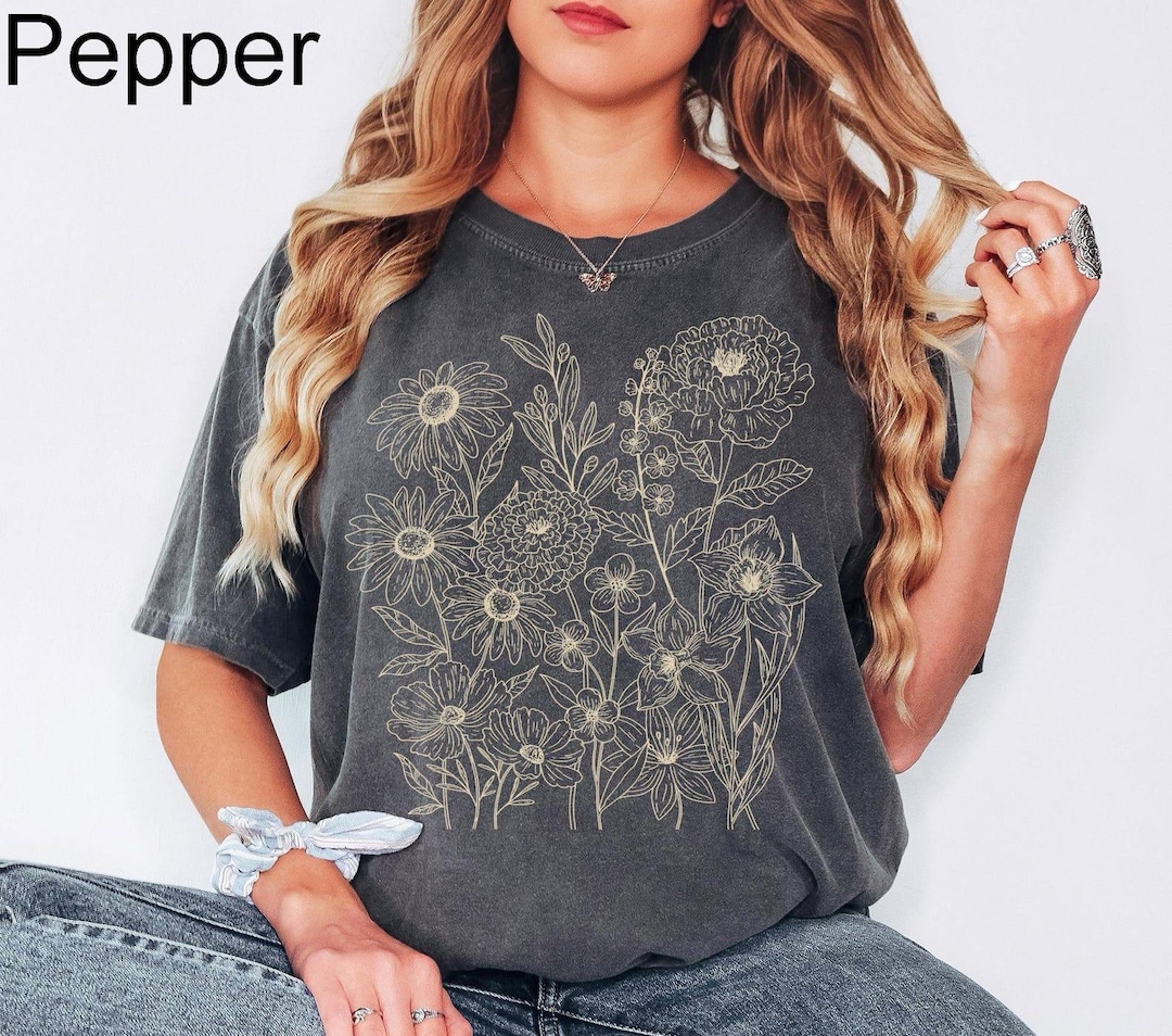 Comfort Colors® Vintage Pressed Flowers Shirt Boho Cottagecore Tshirt ...