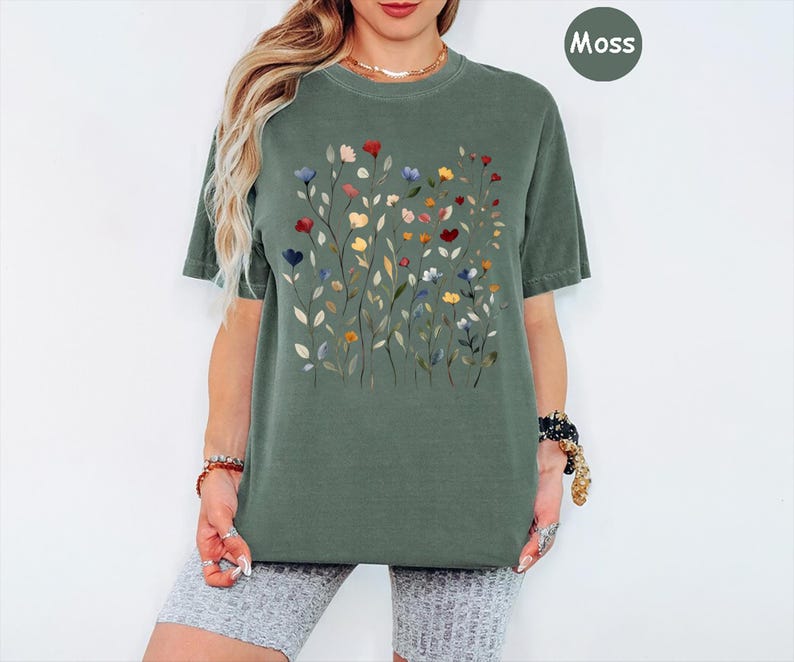Comfort Colors® Vintage Pressed Flowers Shirt, Boho Cottagecore Tshirt ...