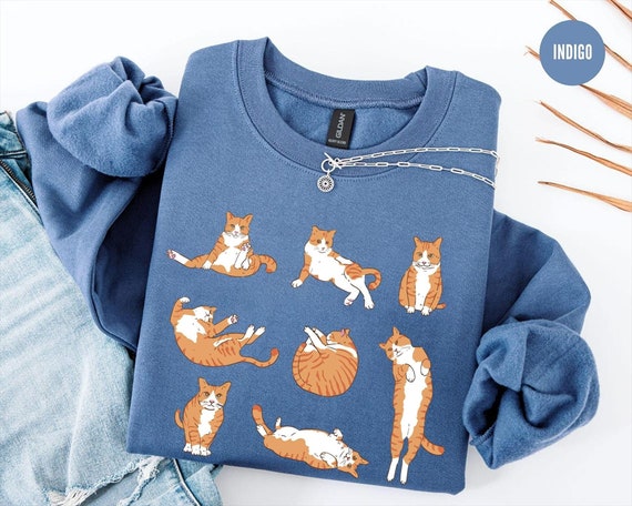 Cute Orange Cat Sweatshirt, Orange Cat T-Shirt, Orange Cat Mom Shirt, Orange Cat Owner Gift, Orange Tabby Cat Tee, Ginger Cat,Crazy Cat Lady