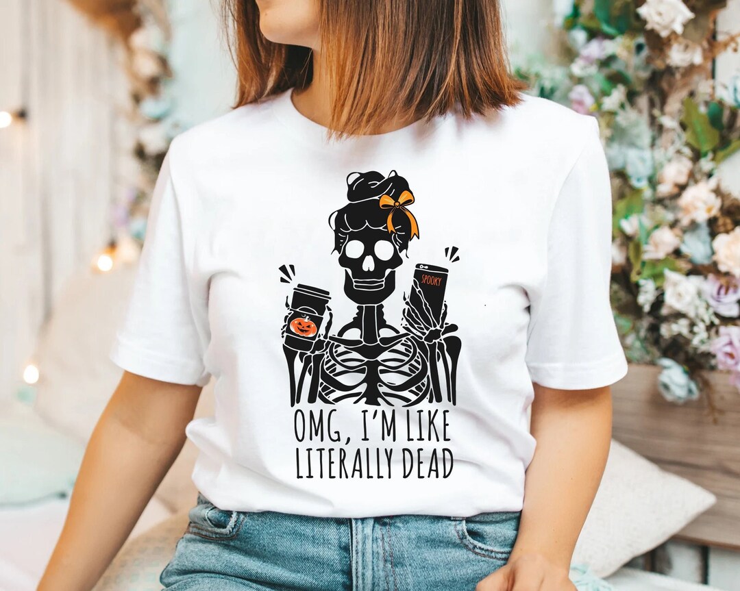 Halloween Digital Print OMG I'm Literally Dead Long Sleeve Hoodie main image 0
