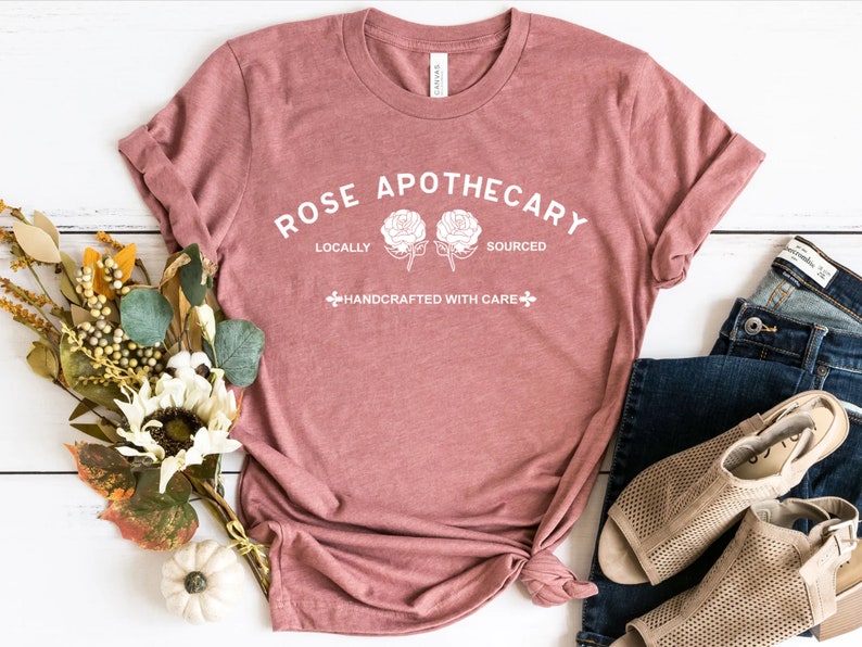Rose Apothecary Shirt, Schitt Creek Shirt, Rosebud Motel Shirt, Handcrafted with Care, Moira Rose Shirt, David Rose Shirt, Schitt Creek Gift bild 5