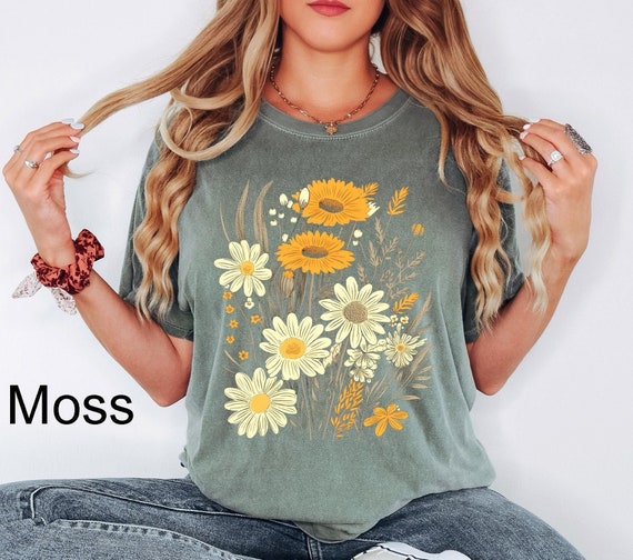 Comfort Colors® Floral Cottagecore Shirt, Spring Flowers Shirt, Botanical Shirt, Wild Flowers T-Shirt, Boho Wildflowers Cottagecore Shirt