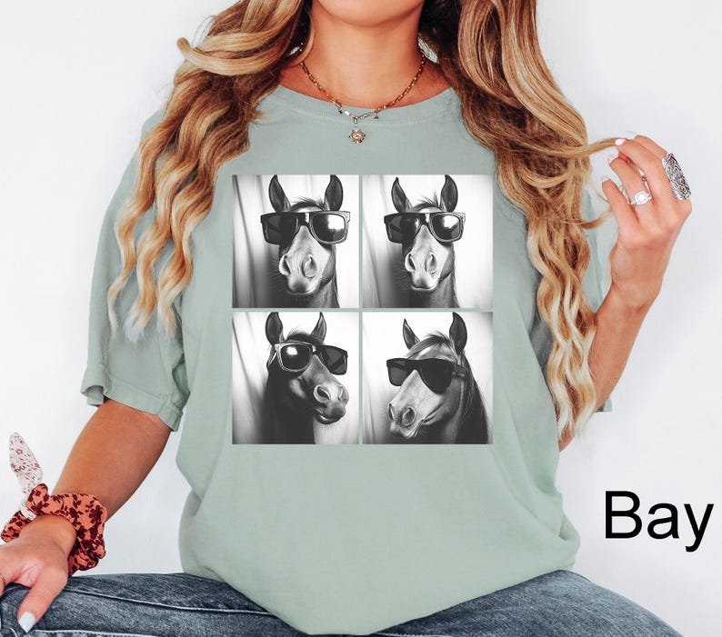 Comfort Colors® Funny Horse Shirt,Horse with Sunglasses,Horse Tee,Horses Photo Tee,Horse Silhouette Shirt, Equestrian Tees,Horse Owner Shirt image 4