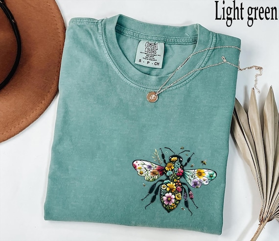 Comfort Colors® Bee Wildflower Shirt, Bee Shirt, Nature Shirt, Summer Tee, Cute Bee Tee, Bee Botanical Shirt, Honeybee Shirt, Beekeeper Gift