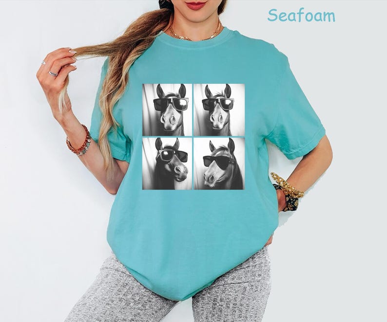 Comfort Colors® Funny Horse Shirt,Horse with Sunglasses,Horse Tee,Horses Photo Tee,Horse Silhouette Shirt, Equestrian Tees,Horse Owner Shirt image 2
