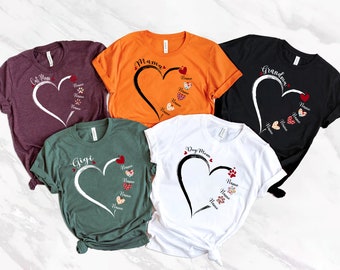 Custom Mama Heart With Kids Name Shirt, Mom Love Shirt, Happy Mother's Day Tshirt, Customized Heart Tshirt, Mama Valentine, Gift For Grandma