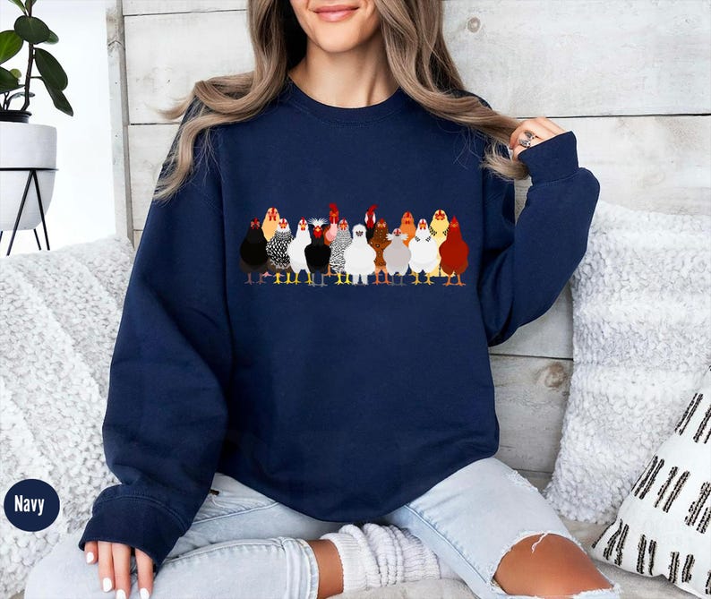 Chicken Sweatshirt, Mothers Day Chicken Sweatshirt, Women Chicken Sweatshirt, Love Chickens, Animal Sweatshirt, Funny Farmer Farm Hoodie image 4