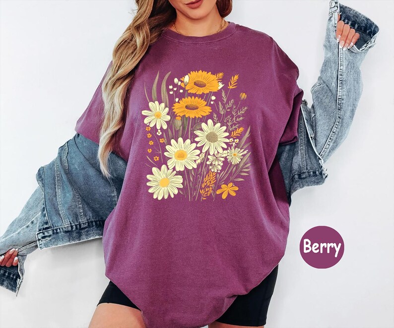 Comfort Colors® Floral Cottagecore Shirt, Spring Flowers Shirt, Botanical Shirt, Wild Flowers T-Shirt, Boho Wildflowers Cottagecore Shirt Bild 10