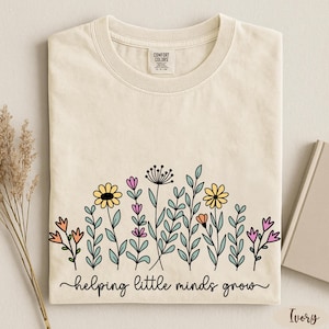 Comfort Colors® Wildflower Teacher Shirt, Boho Floral School Tee, Cute Elementary Grade Gift, Retro Educator Apparel, Teach Them Love Tee