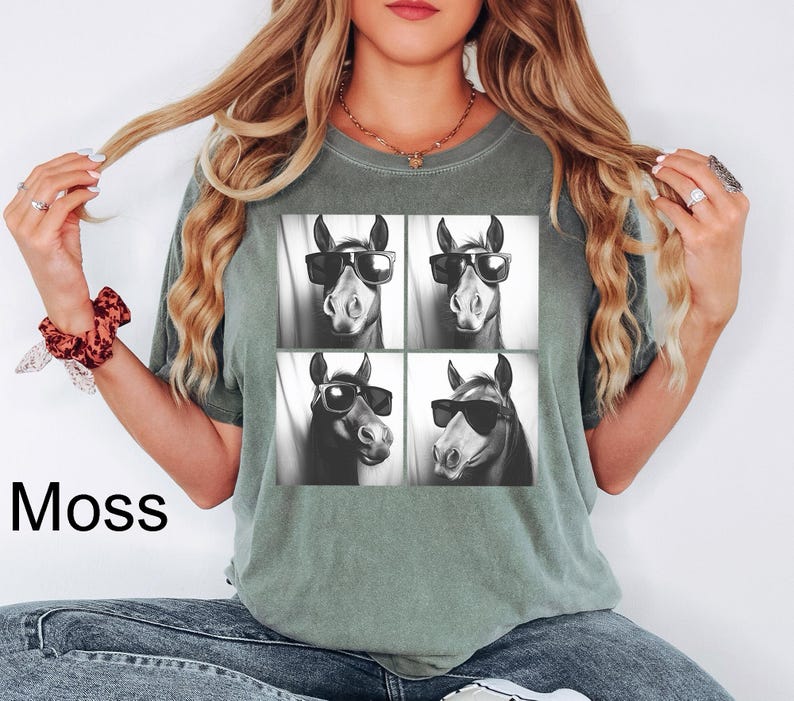 Comfort Colors® Funny Horse Shirt,Horse with Sunglasses,Horse Tee,Horses Photo Tee,Horse Silhouette Shirt, Equestrian Tees,Horse Owner Shirt image 6