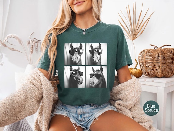 Comfort Colors® Funny Horse Shirt,Horse with Sunglasses,Horse Tee,Horses Photo Tee,Horse Silhouette Shirt, Equestrian Tees,Horse Owner Shirt