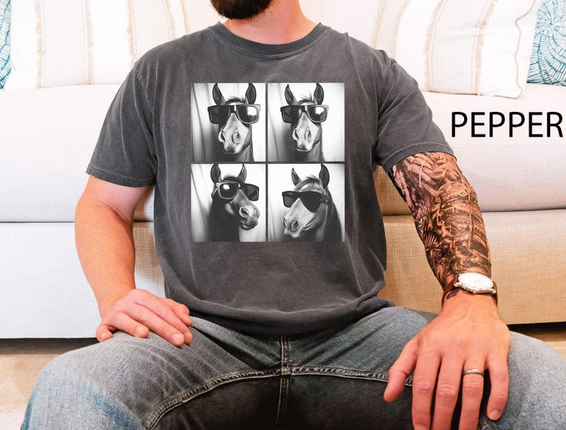 Comfort Colors® Funny Horse Shirt,Horse with Sunglasses,Horse Tee,Horses Photo Tee,Horse Silhouette Shirt, Equestrian Tees,Horse Owner Shirt image 7