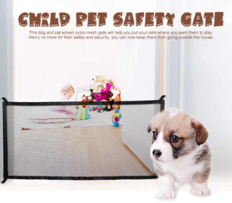 Dog Gate Ingenious Mesh Dog Fence for Indoor and Outdoor Safe Etsy
