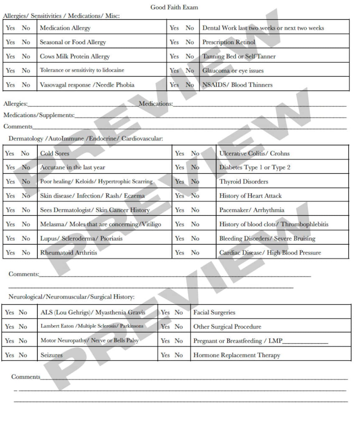 Good Faith Exam Template Form for Injectors Etsy Good Faith Exam Template Form for Injectors Etsy