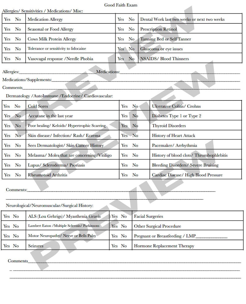 Good Faith Exam Template Form for Injectors Etsy Good Faith Exam Template Form for Injectors Etsy