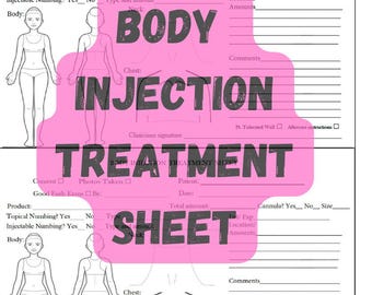 Body Injection Treatment Sheet- Sculptra, Radiesse, Digital Download PDF