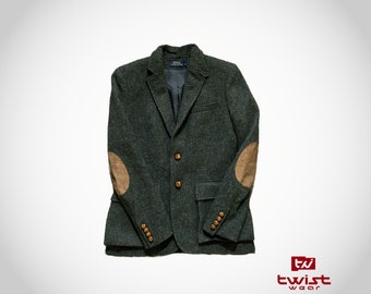 Vintage Polo Ralph Lauren Jacket / Designer / Wool / Cow Leather / Women / Fashion / Old School/ Blazer /Luxury / Premium /Italy Made / Rare