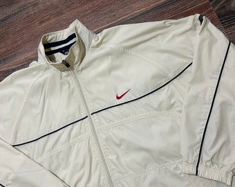 Giacca Nike vintage / Taglia M / Vecchia scuola / Beige / Logo Spellout / anni '90 / 2000 / Per la primavera / Moda