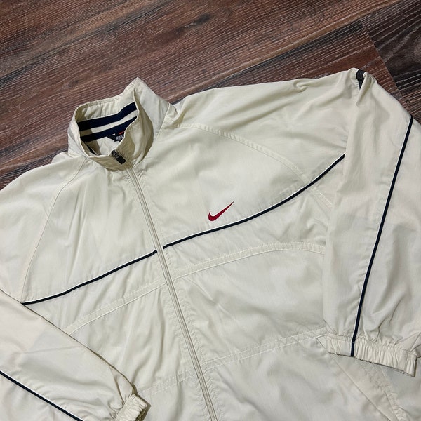 Vintage Nike Jacket / Size M / Old School / Beige / Spellout Logo / 90s / 2000s / For Spring / Fashion