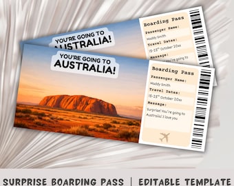 Australia Trip Surprise Ticket: Editable Boarding Pass (digital ...
