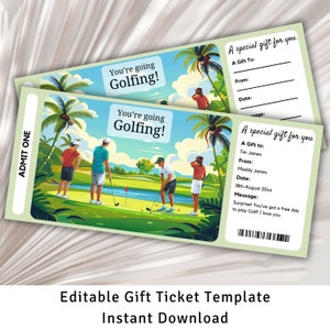 Golf Gift Ticket, Surprise Golf Gift Voucher, Surprise Ticket Reveal, Surprise Golfing Trip, Golf Trip, Sports Ticket, Golf Gift Certificate
