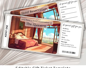Hotel Reservation Gift Ticket, Surprise Hotel Stay Gift Voucher, Surprise Ticket Reveal, Surprise Holiday Gift, Hotel Voucher, Staycation
