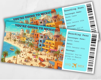 Boarding Pass Mexico, Surprise Trip to Mexico, Surprise Boarding Pass Template, You're going to Mexico, Printable Boarding Pass, Cancun