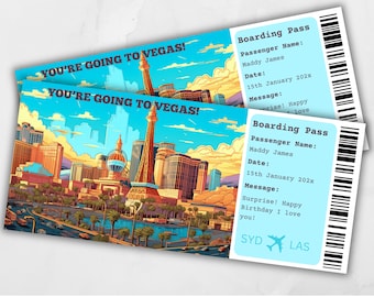 Cartão de embarque Las Vegas, Viagem surpresa para Las Vegas, Modelo de cartão de embarque surpresa, Você vai para Las Vegas, Cartão de embarque para impressão