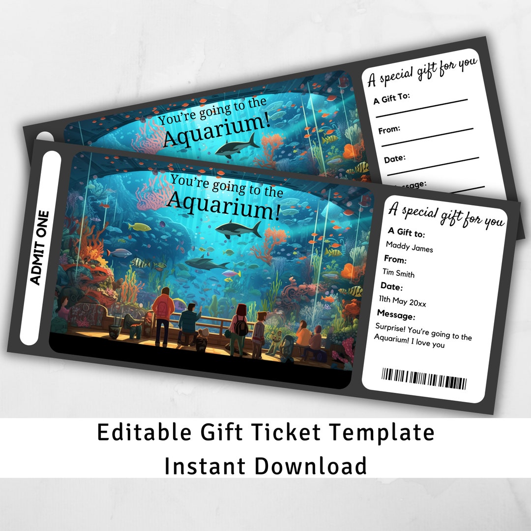 Aquarium Gift Ticket, Aquarium Gift Voucher, Surprise Ticket Reveal