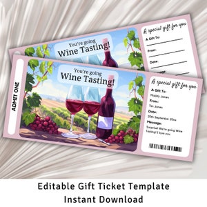 Weinprobe-Geschenkkarte, Weinprobe-Geschenkgutschein, Überraschungsticket-Enthüllung, Überraschungskartenvorlage, Erlebniskarte, Weintour-Karte