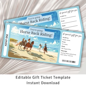 Boleto de regalo para paseo a caballo, Vale de regalo para paseo a caballo sorpresa, Revelación de boleto sorpresa, Paseo a caballo sorpresa, Boleto para paseo a caballo